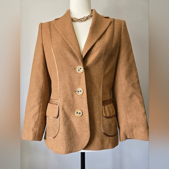 LAURÈL lightweight Wool and Angora Tan Brown Blazer. Size 34/ Small - Picture 1 of 14